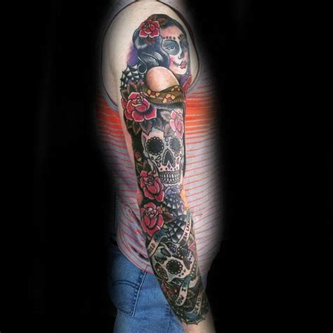 100 Sugar Skull Tattoo Designs For Men Cool Calavera Ink Ideas