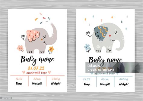 Template Undangan Baby Shower Dengan Gajah Lucu Tanggal Lahir Tinggi