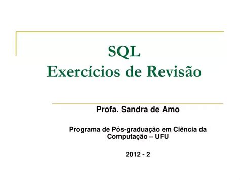 PPT SQL Exercícios de Revisão PowerPoint Presentation free download