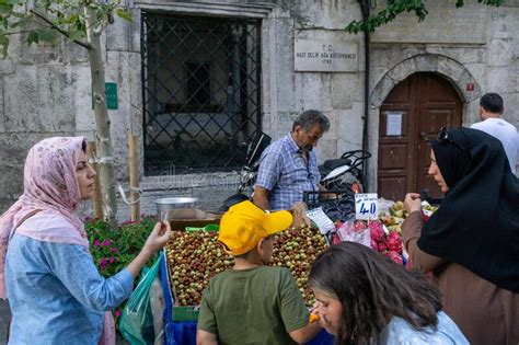 People Shopping In The Historical Uskudar Bazaar In Istanbul On