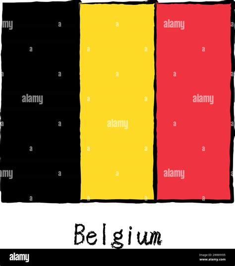 Analog Hand Drawn World Flag Belgium Vector Illustration Stock Vector