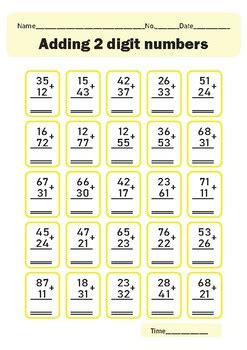 Addition Worksheets Adding Digit Numbers In Column For Grade By