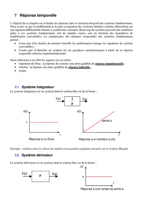 Chapitre 3 réponse temporelle 7 Réponse temporelle Lobjectif de ce