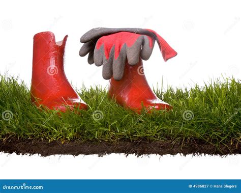 Red Rubber Garden Boots Stock Image Image Of Agriculture 4986827