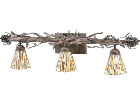 Meyda Rustic 36 Wide 3 Light Bronze Tiffany Vanity Light 108664