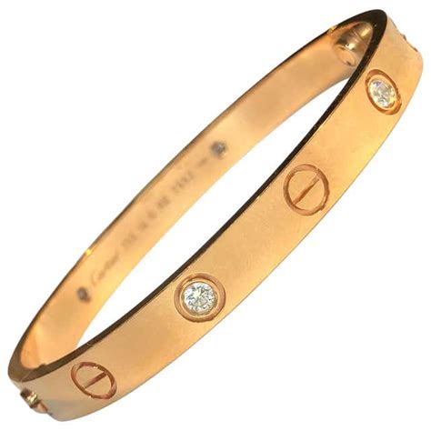 Cartier Love 18 Karat Rose Gold 4 Diamond Bracelet At 1stdibs