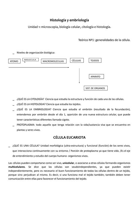 SOLUTION 2do Resumen Histologia C Lulas Tejidos Y Microoscopio Studypool