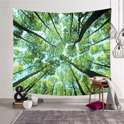 Misty Forest Tapestry Wall Hanging Nature Landscape Tapestry Sunshine