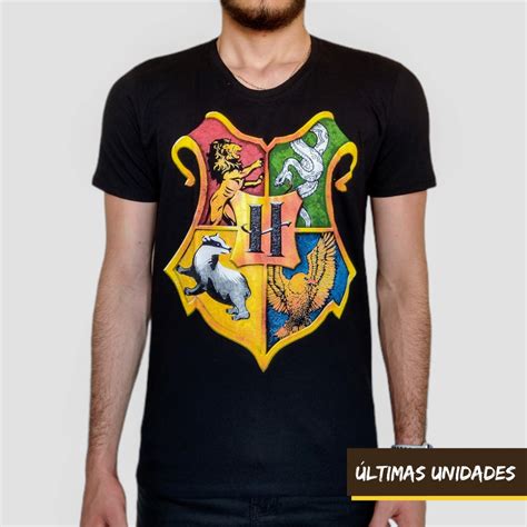 Camiseta Camisa Hogwarts Harry Potter Geek Unissex Preta 100 Algodão