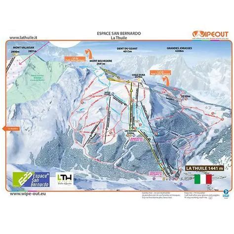 Wipeout La Thuile And La Rosiere Piste Map Microfibre Goggle Cloth Eur