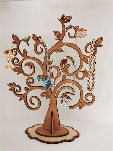 Leafy Tree Jewelry Tree Earring Holder Wooden Jewelry Etsy