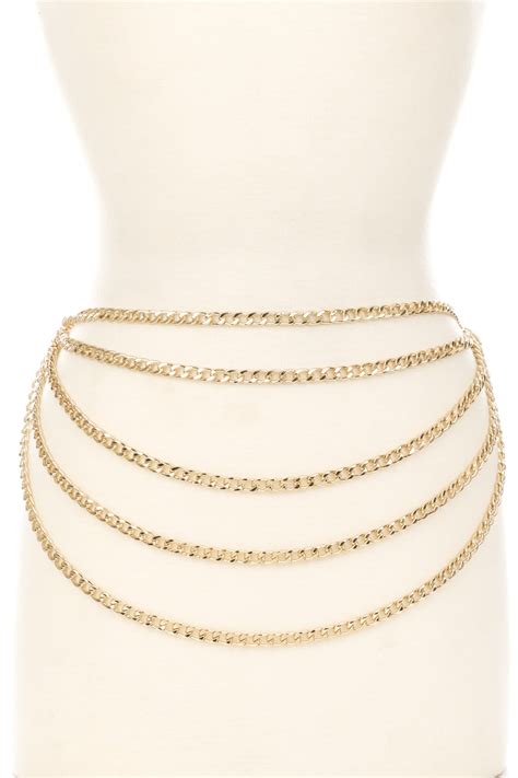 Gold Gold Layered Chain Belt Belts