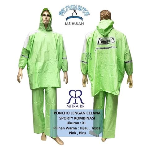 Jual Jas Hujan Ponco Lengan Celana Penguins Sporty Kombinasi Poncho