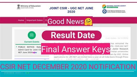 CSIR NET RESULT 2020 CSIR NET JUNE 2020 RESULT RESULT OF CSIR NET