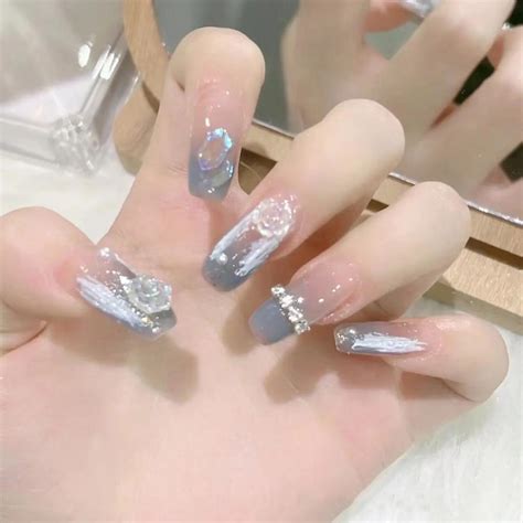 Cheap 24pcs Box French Gradient Long False Nails Acrylic Detachable