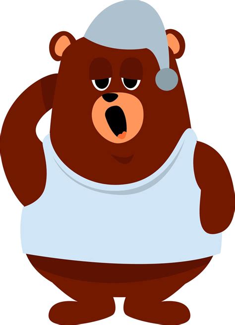 Bear In Winter Sleep Illustration Vector On White Background