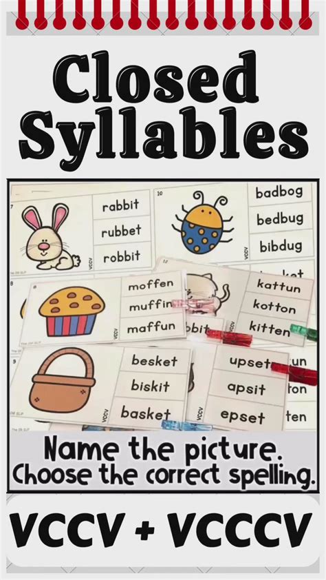 Vccv Closed Syllables Task Cards Syllable Division Activity For Orton Gillingham Lessons