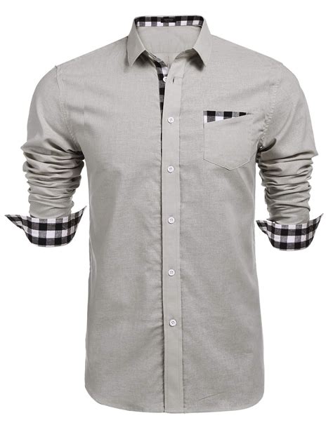 Coofandy Mens Essential Cotton Modern Fit Long Sleeve Plaid Casual