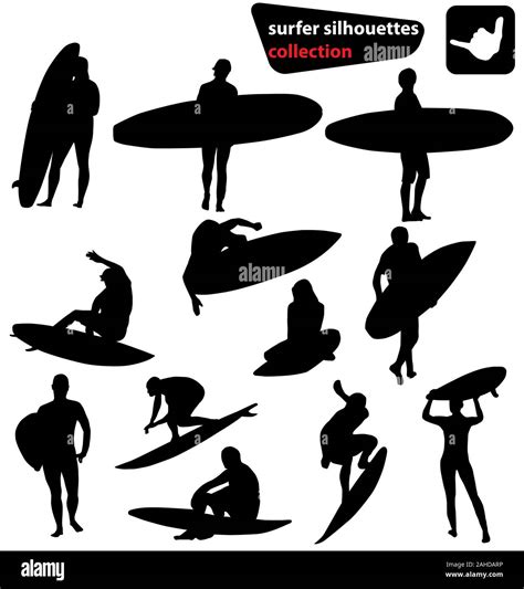 Surfers Silhouettes Collection Stock Vector Image Art Alamy