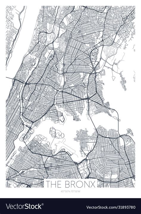 Detailed Borough Map Bronx New York City Vector Image