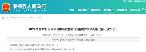 河北省康保县市场监督管理局公示2批次抽检不合格食品明细手机新浪网