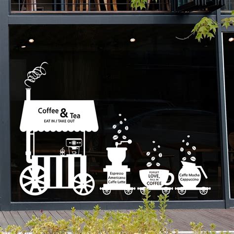 Coffee Shop Sticker Bean Milk Tea Decal Cafe Cup Poster Vinyl Art Wall