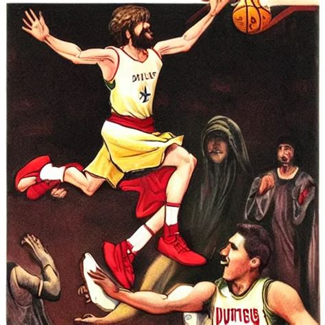 Jesus Beating The Devil At Basketball Stable Diffusion