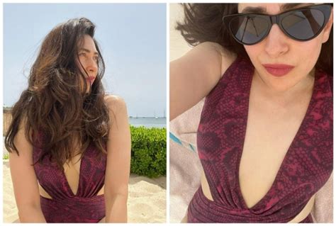 Karisma Kapoor Sizzles In Sexy Printed Monokini At Beach Holiday See Hot Pics