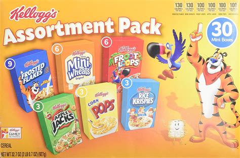 Kelloggs 30 Count Breakfast Cereal Jumbo Assortment Single Serve Boxes