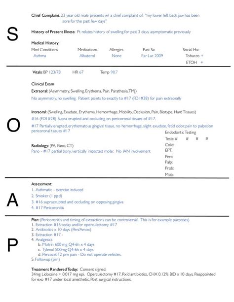 SOAP Notes Dentistry Example Soap Note Soap Notes Nursing