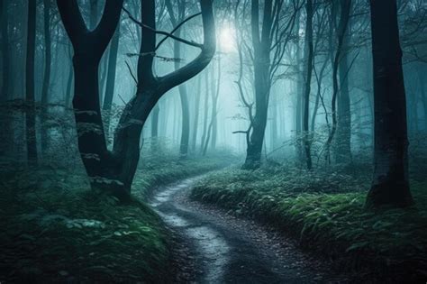 Moonlit Forest Path