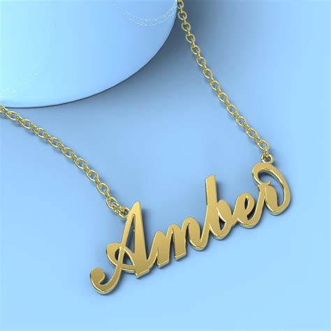 Amber name necklace Gold Custom Necklace, Personalized Gifts For Her ...