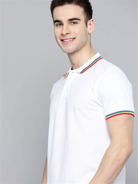 Buy Mast And Harbour Pride Men White Pure Cotton Solid Polo Collar Pure Cotton T Shirt Tshirts