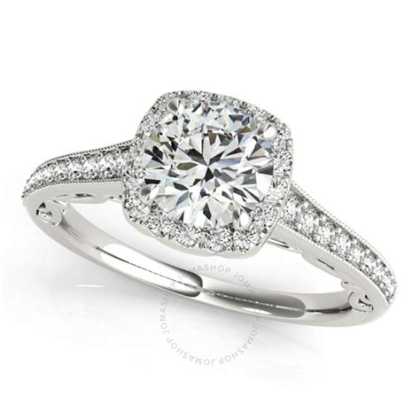 Maulijewels 1 Carat Halo Diamond Engagement Ring 14k White Gold Mr1114