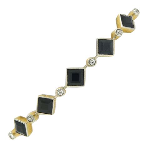 French 1930s Art Deco Sapphire Diamond Gold Platinum Link Bracelet For