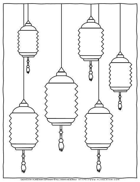 Lanterns Chinois Lampion Lanternes Chine Lanterne Coloriage Dessin