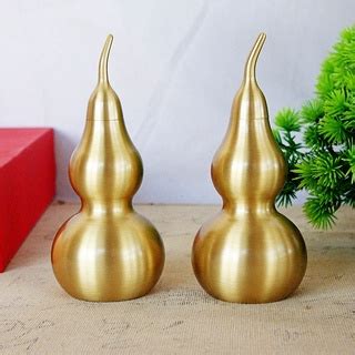 New Chinese Brass Feng Shui Blessed Gourd Wu Lou Wulou Health Enhance