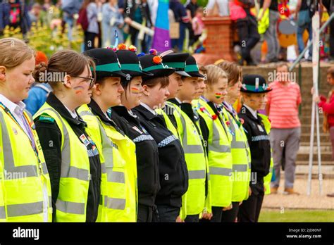 Young Police Boys And Girls Cadets Line Up For Inspection At Stoke Gay