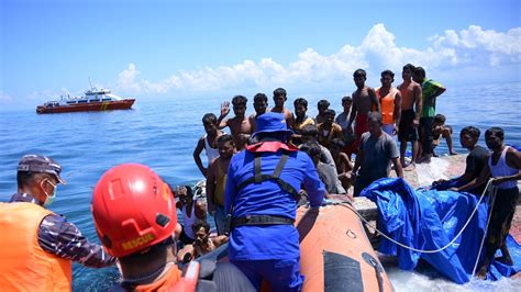 Rohingya refugee boat capsizes in waters off Aceh while en route to Australia, with dozens ...