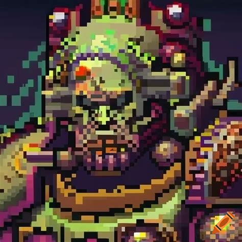 Pixel Art Portrait Of A Nurgle Plague Marine