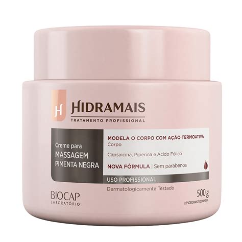 Creme Para Massagem Pimenta Negra 500g Hidramais Rekint s Cosméticos