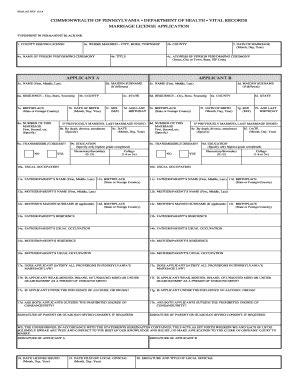 Fillable Online Commonwealth Of Pennsylvania Marriage License