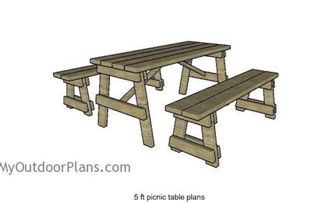 5 Ft. Picnic Table with Benches – Free Woodworking Plan.com