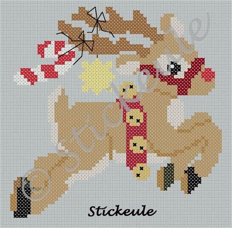 Stickeules Freebies WEIHNACHTEN Rentiere Elche Cross Stitch