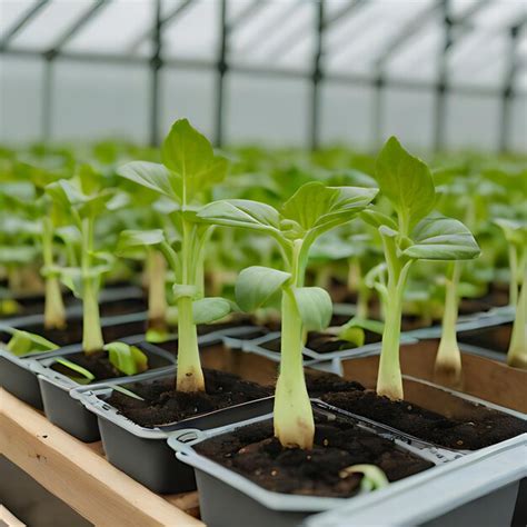 Premium Photo A Row Of Green Plants In A Greenhouse With A Row Of