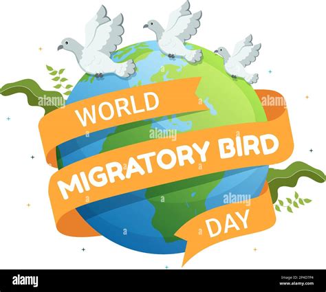 World Migratory Bird Day On May Illustration With Birds Migrations