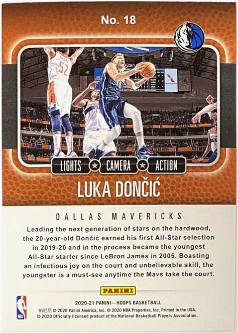 Luka Doncic 2020 21 Panini Hoops Basketball Dallas Mavericks Lights