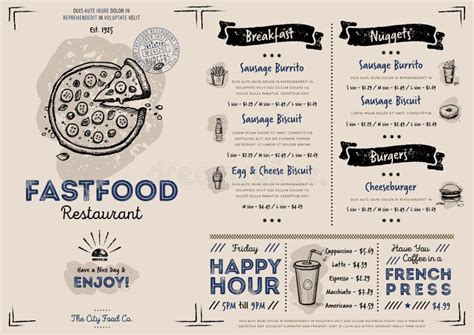 Restaurant Fast Food Cafe Menu Vintage Design Stock Vector ...