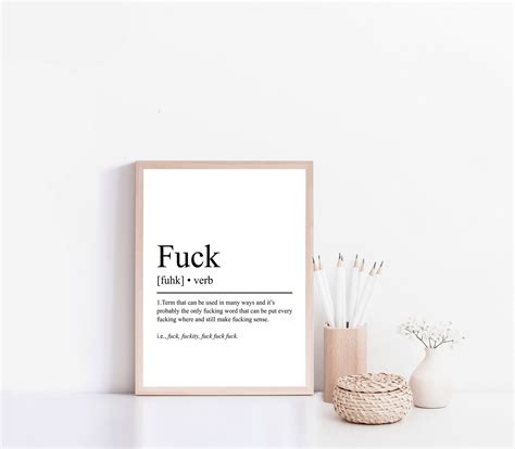 FUCK Definition Print Typography Print Funny Print Home Etsy