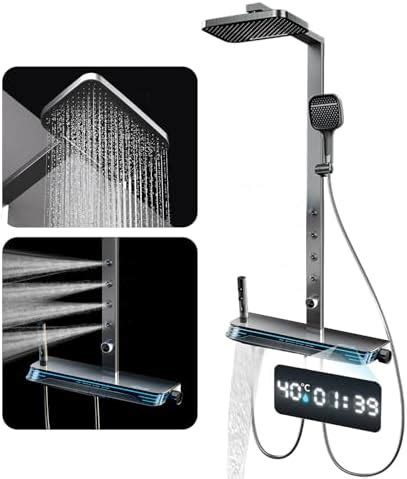 Shower Set Ensemble De Douche Noir Syst Me De Douche Led Colonne De